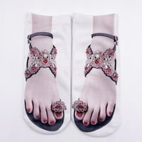 3D uzorak Sandale Ispis Čarape za pokretanje čarapa Žene Ličnost Niski gležanj Zimski stil za žene