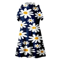 Ljetne haljine za žene Dužina koljena seksi cvjetni rukavac bez rukava okrugli izrez datura plave m