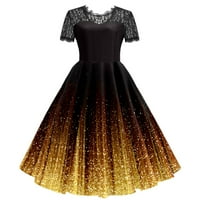 Dress Women Ispis Lace kratkih rukava 1950-ih Domaćica Večernja party maturalna haljina Formalne haljine za žene