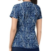 Ženske košulje žene kratki rukav V izrez crtani uzorak vrhovi radne majice plavi xxxl