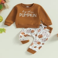 Jaweiwi Toddler dječaci Halloween Hlače setovi odjeće 2T 3T slovo dugih rukava Ispis dukserice i hlače