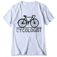 Sunhillsgrace majice za žene Čvrsta boja Biciklizam Duks cvjetni ispisani O-izrez s kratkim rukavima