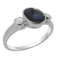 Britanci napravio je 9k bijeli zlatni prirodni safir i dijamantni ženski prsten iz izjave - veličine opcija - veličina 9.25