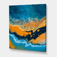 Art DesimanArt Sažetak mramorna kompozicija u plavoj i narančastoj IV Moderna platna zidna umjetnost