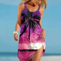 Ljetne haljine za žene Moda Havajska plaža Flowy tenk sandresses bez rukava u kratkim haljinama