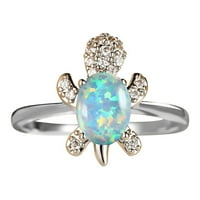 Lulshou Creative Nakit W Hite Gold i Blue Diamond Tortoise prsten za muškarce Modni vjetar