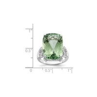 Sterling Silver Rhodium zeleni kvarc i prirodni dijamant draguljastog kamere pincet finog nakita poklon