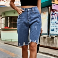 Strungten ženske modne seksi reserane hlače sa zatvaračem patentne pantalone casual traper kratke hlače