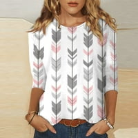 Majice za rukav za žene gradijentni ispis okruglih vrata labavi vrhovi majica bluza plus veličina, svijetlosivi