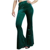 Absuyy Modne žene Udobne čvrste boje za slobodno vrijeme zvona hlače visoke struk hlače zelene veličine