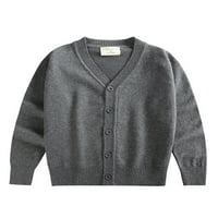 Glookwis Dječji džemper s dugim rukavima Termički pulover običan ležerni duks V izrez čvrste boje pletene