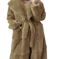Niveer Dame Overcoat Solid Color kaput duga rukavica sa džepovima Kaputi za rovove Fuzzy fleece jakna