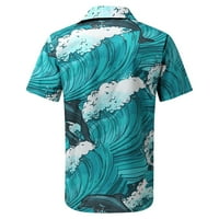 Haxmnou muške proljeće ljeto havaii tiskani ovratnik na ogrlicu casual labave majice s kratkim rukavima