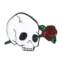 Cvjetna ruža lubanja, kostur, gotički znački pin emajl broš značka nova R2i5