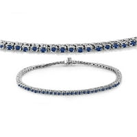10. Carat 18k bijelo zlato okruglo Real Blue Sapphire Dame Tenis narukvica CT
