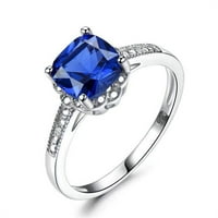 Veličanstvo Diamonds MDS jastuk Blue Nano Sapphire Koktel prsten u 0. Bijeli sterling srebro - veličine 7