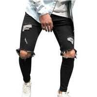 Uorcsa Cargo patentni zatvarač ravna dugmad modne traperice duge muške hlače crne boje