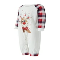 Božićne pidžame za porodicu Slatka elk Reindeer Print Red Plaid Porodični Xmas PJS Podudaranje za odmor
