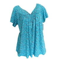 Bicoasu ženski ljetni vrhovi ruffle kratki rukav V izrez T-majice casual labavi fit nebo plava 5xl