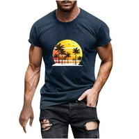 Muški pamučni pamučni posteljini popust Ljetna rasprodaja Tropska plaža Print Tees Modna odjeća Majice
