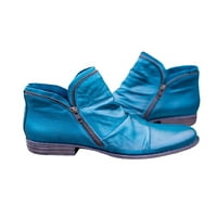 Zodanni dame čizme za gležnjeve okrugle nožnu petu cipele sa cipelama sa bočnim čizmama uredski kratki boli na otvorenom V-CUT CUTERY CUPET Blue 8.5