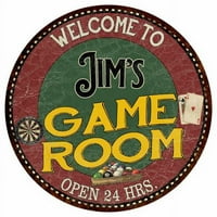 Jim's Game Room 14 Okrugli metalni znak Bar Kuhinja Crveni zid Decor 100140032014
