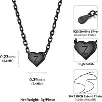 Sterling srebrne srčane inicijalne ogrlice za žene djevojke-dainty personalizirani privjesak za privjesak