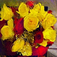 Mesar, Sarah Crna modernog uokvirenog muzeja Art Print pod nazivom - Žuto i crvene ruže