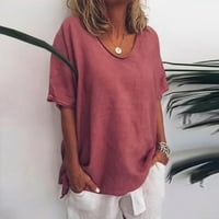 Ženski vrhovi Žene Casual Ljeto Slabo boje kratkih rukava plus veličina Tors T-majice Bluza Crveni XL