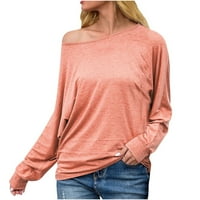 Ženska O-izrez Čvrsta ubodna i tanka moda casual bluza s dugim rukavima Hot6SL4870089