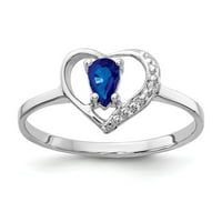 Čvrsta 14k bijelo zlato 5x kruška Sapphire Blue rujan dragi dijamantski angažman prsten veličine 7,5