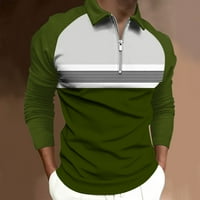 Polo majice za muškarce modni casual sportski digitalni tisak rever raglan patentni zatvarač dugih rukava,