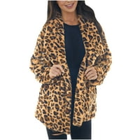Aufmer dugački ženski kaput ženski modni dugi rukav dvostruki dvostruki gumb plišani zbir jakna Leopard