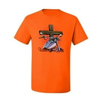 Vintage vođen duhom hrišćanski stih inspirativnog kršćanske muške grafičke majice, narandžaste, srednje
