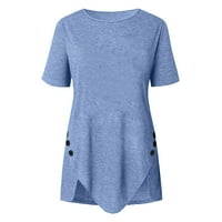 Cuoff bluze za žene casual solid color s kratkim rukavima labava majica Žene na vrhu Sky Blue 1x