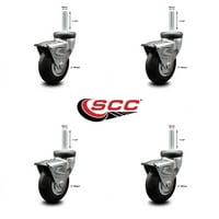 Servisni kotač - Bright Chrome s kapuljačnim okretnim neoprenskim gumenim kotačima sa kočnicama i navojnim stabljikom - LBS. Ukupni kapacitet - set od 4