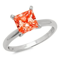 1.5CT Princess Cred Crveni simulirani dijamant 14k bijelo zlatni godišnjica za angažman prsten veličine