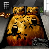 Modna odijelo za posteljinu kućni krevet odjeća OWL crtani Noć vještica otisnuta kućni tekstil moderna djeca beba 2, puna