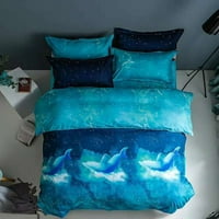 Europska posteljina set bračnog kreveta 3D 3d tiskani kraljevski pokrovni poklopac sa jastukom, prekrivačem za pranje mikrofibrana - 艾格 -96 *