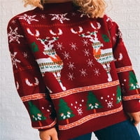 Zodggu božićni vilk patchflake patchwork print pulover džempere dame casual dugih rukava izrez Top modne