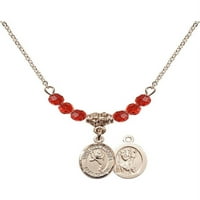 Ogrlica sa pozlaćenom zlatom Hamilton sa crvenim srpnim mjesecom rođenja Kamene perle i šarm svetog