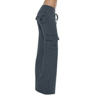 Bigersell Wod Wide nogu hlače pune dužine Jesen Žene vježbati na nogama Stretch tipka za struk Pocket