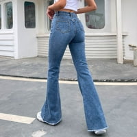 Eashery Womans Jeans Flare Bell donje traperice Retro Mid Rise Stretch Cut Jean Black Traperice za žene