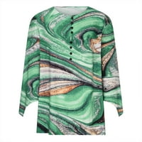 Na prodaju plus size za žene za žene CREW CACT Comfort Trupted Trupt Osnovni rušeni vrhovi naglih bluze, zeleno