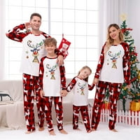 Božićne pidžame za obitelj Dqueduo Toddler Baby Boys Girgin Božić Fashion Printing Ramper Family Roditelj-dijete