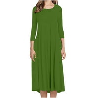 Dadaria HomeComing haljine plus veličina sa rukavima Ženska modna tanka Slim Fitford Dugme V-izrez Puno boje Ležerne haljine zelene s, žene