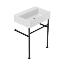 Kichae 24 X16.5 x5.7 Bijela konzola sudoperala keramička kupaonica ispraznost pijedestalni sudoperi sa crnim nehrđajućim pijedestalom