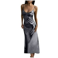 Haljine za žene Ležerne haljine bez rukava bez rukava od punog ljeta Duboko V-izrez Srebrna XL