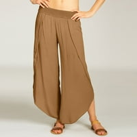Fefernal ženska elastična struka pune boje casual pantalone Slim Fit sportske ženske hlače široke pantalone