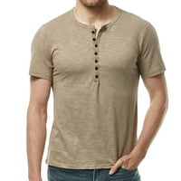 Muški kratki rukav Henley majice Ljeto pamučno casual redovno fit gumb V izrez Tees vrhovi Stretch Soft